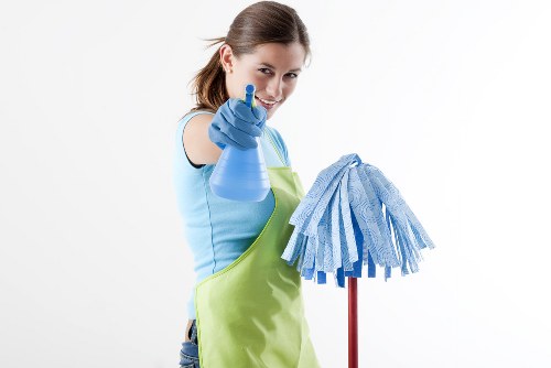 Professional office cleaning in a modern reception area