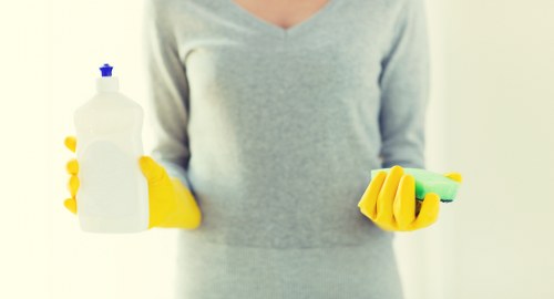 Professional deep cleaning in a bright bathroom