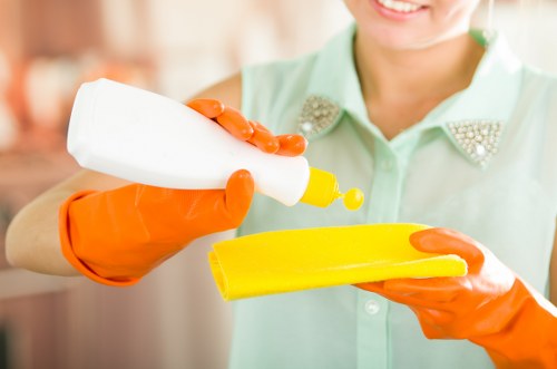 Deep cleaning a kitchen during move out cleaning process